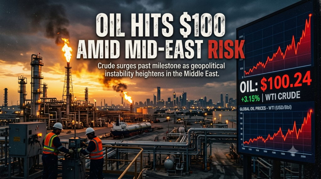 Oil Hits $100 Amid Mid-East Risk