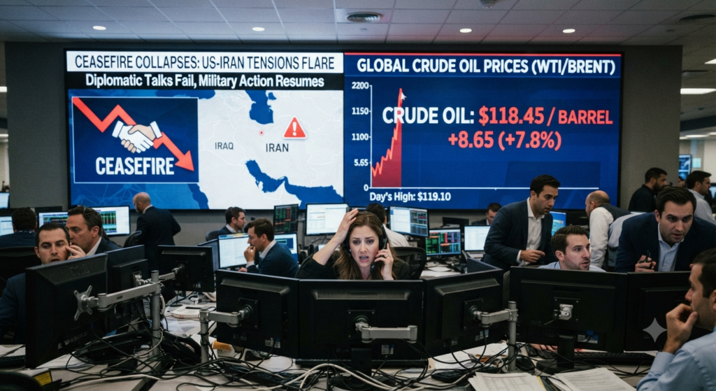 US Iran ceasefire collapses and oil prices surge